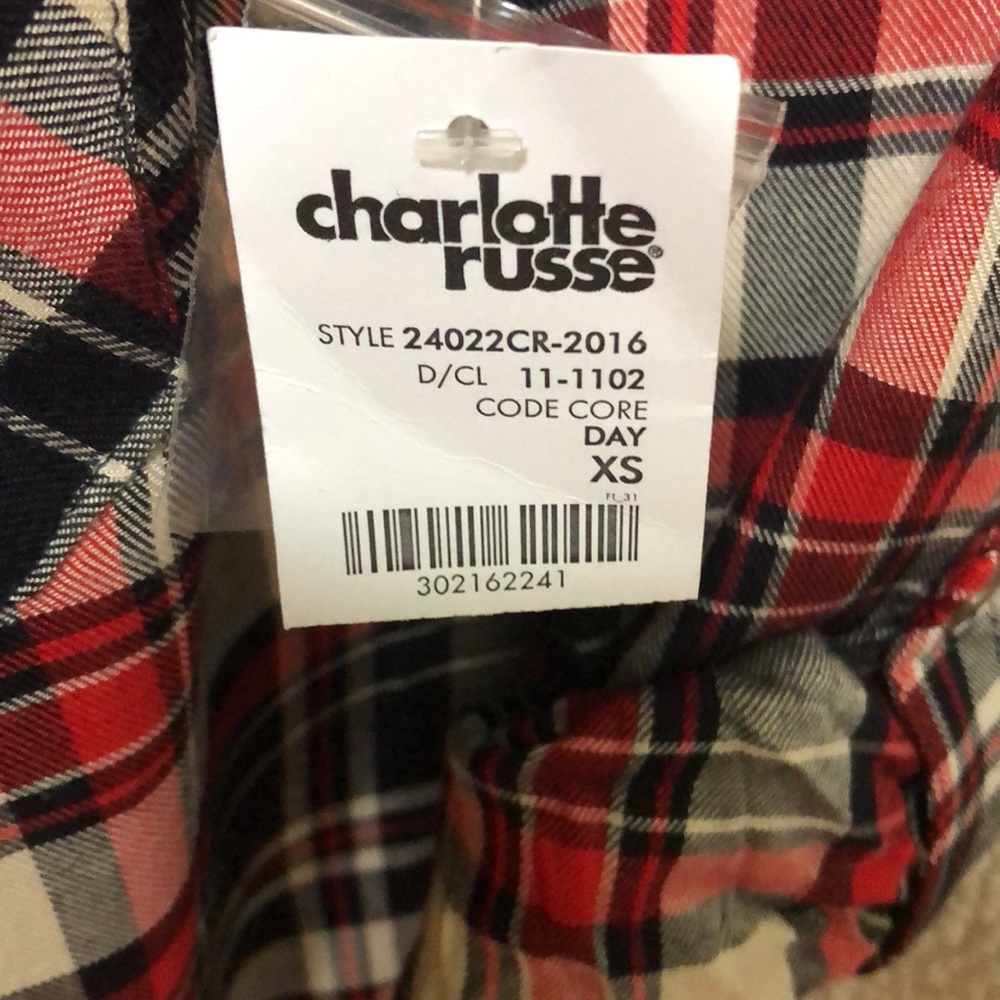 Charlotte Russe soft button down long sleeve plaid shirt - Picture 5 of 9